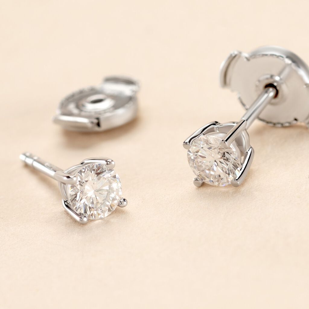 Boucles D'oreilles Puces Or Blanc Aphrodite Diamant - Clous d'oreilles Femme | Histoire d’Or