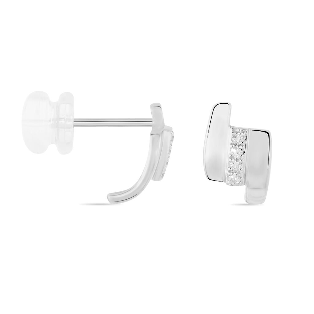 Boucles D'oreilles Puces Dolene Or Blanc Diamant - Clous d'oreilles Femme | Histoire d’Or