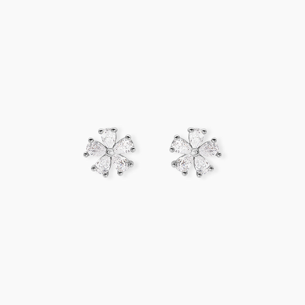 Boucles D'oreilles Puces Gisabel Argent Blanc Oxyde De Zirconium - Boucles d'oreilles fantaisie Femme | Histoire d&rsquo;Or