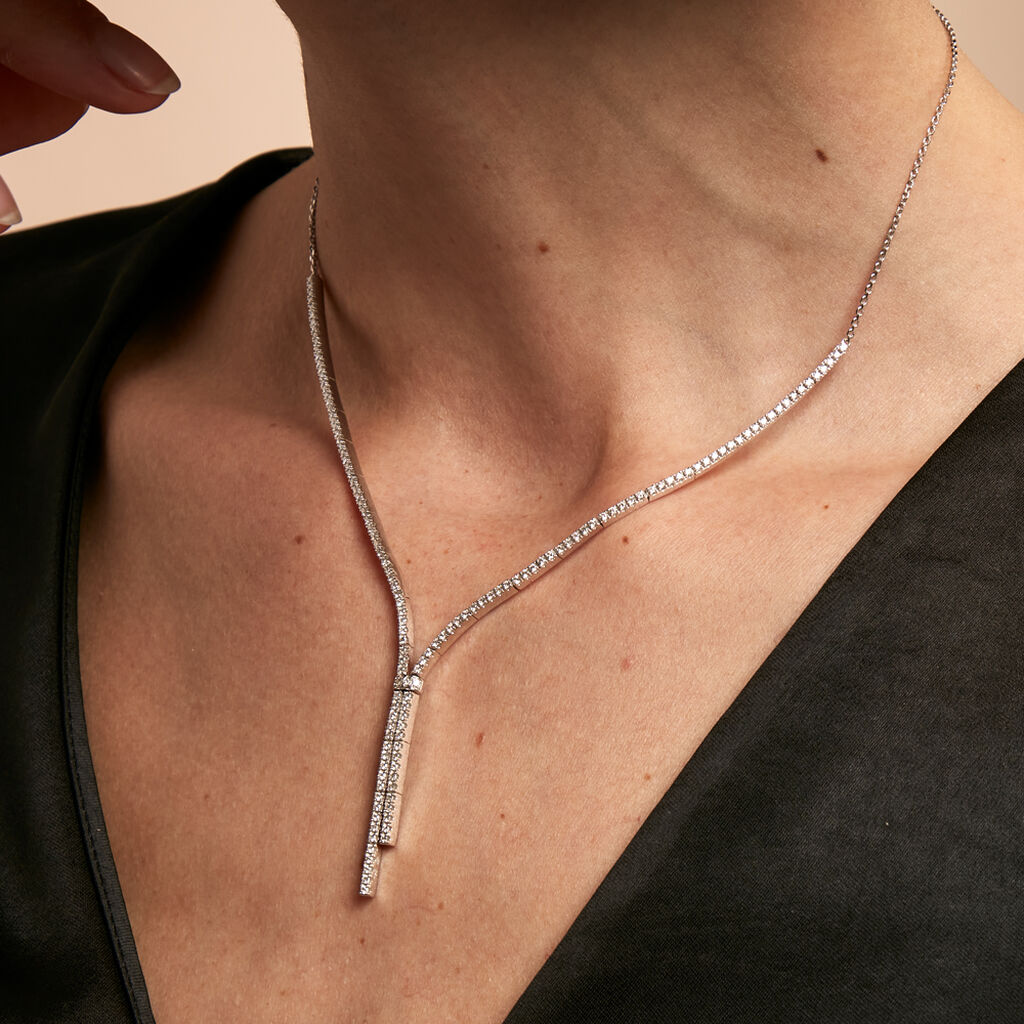 Collier River Or Blanc Diamant - Colliers Femme | Histoire d’Or
