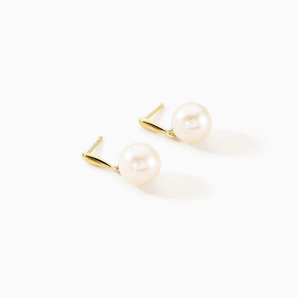 Boucles D'oreilles Pendantes Sibylle Or Jaune Perle De Culture - Boucles d'oreilles pendantes Femme | Histoire d’Or