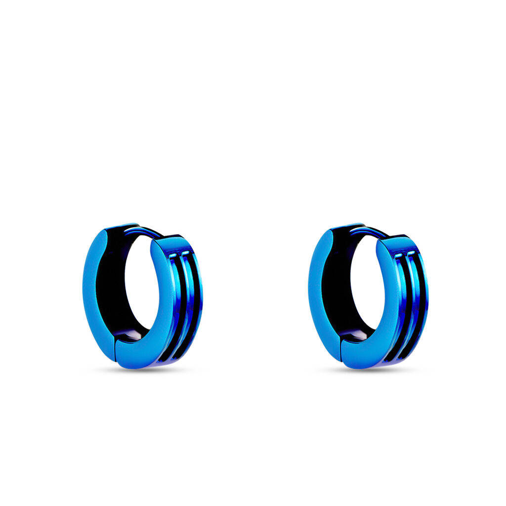 Créoles Jourdan Tilos Acier Bleu - Boucles d'oreilles créoles Homme | Histoire d’Or