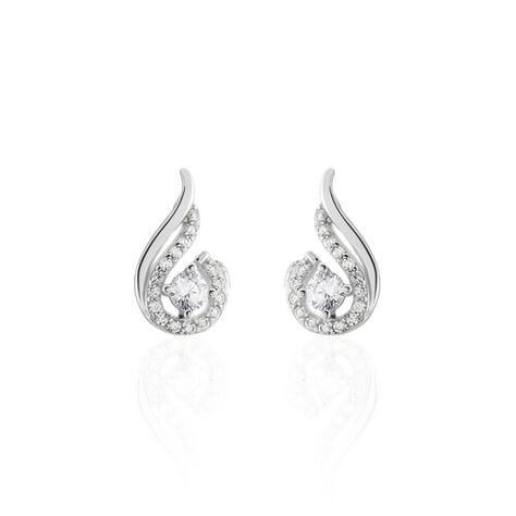 Boucles D'oreilles Puces Indian Drop Argent Blanc Oxyde De Zirconium - Boucles d'oreilles fantaisie Femme | Histoire d’Or