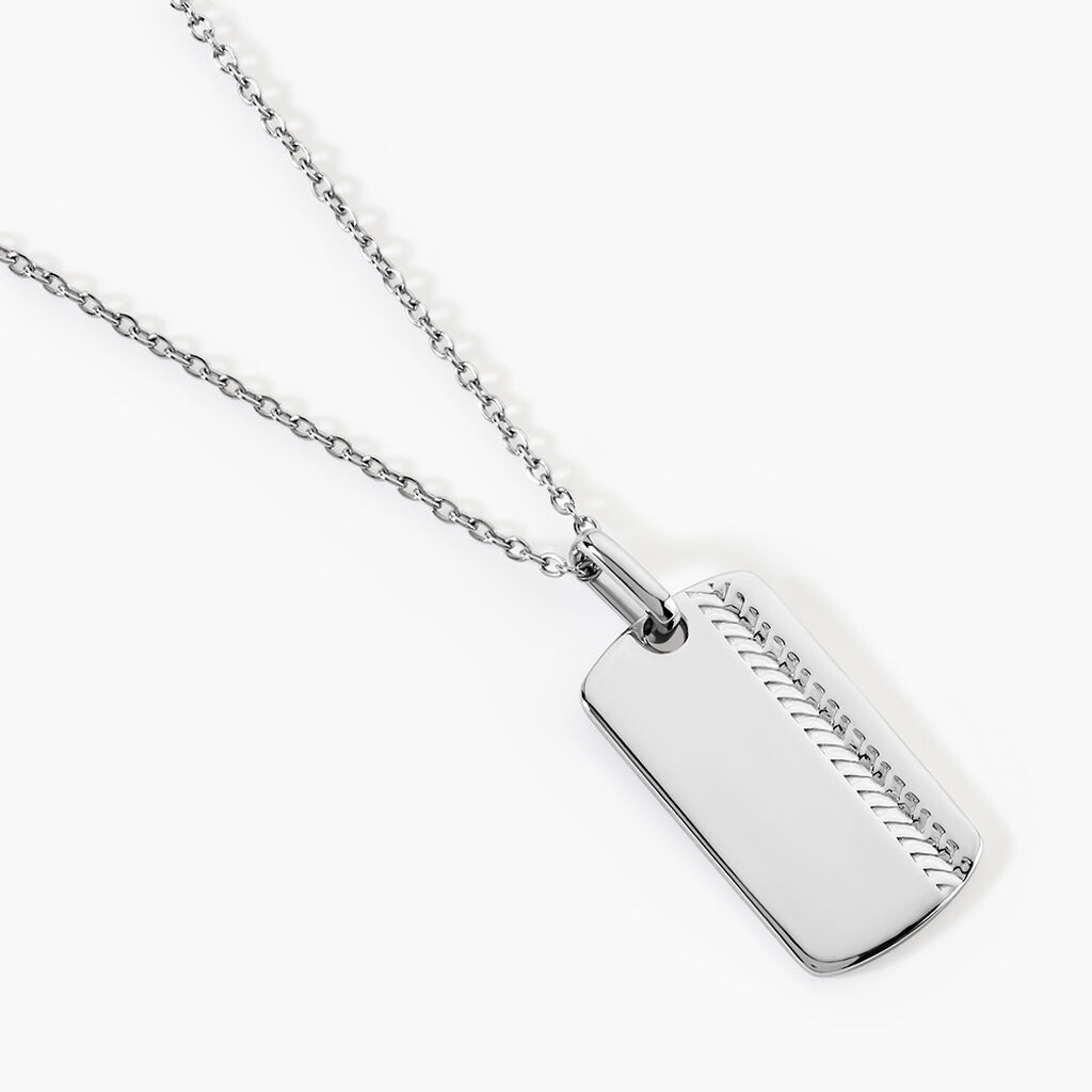 Collier Geoffroi Argent Blanc - Bijoux sans pierre Homme | Histoire d&rsquo;Or