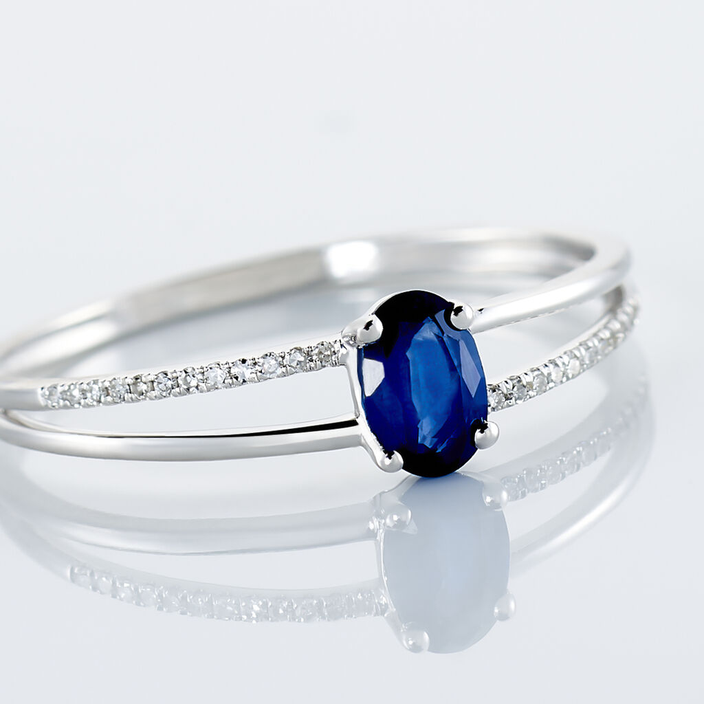 Bague Alyse Or Blanc Saphir Et Diamant - Bagues solitaires Femme | Histoire d’Or