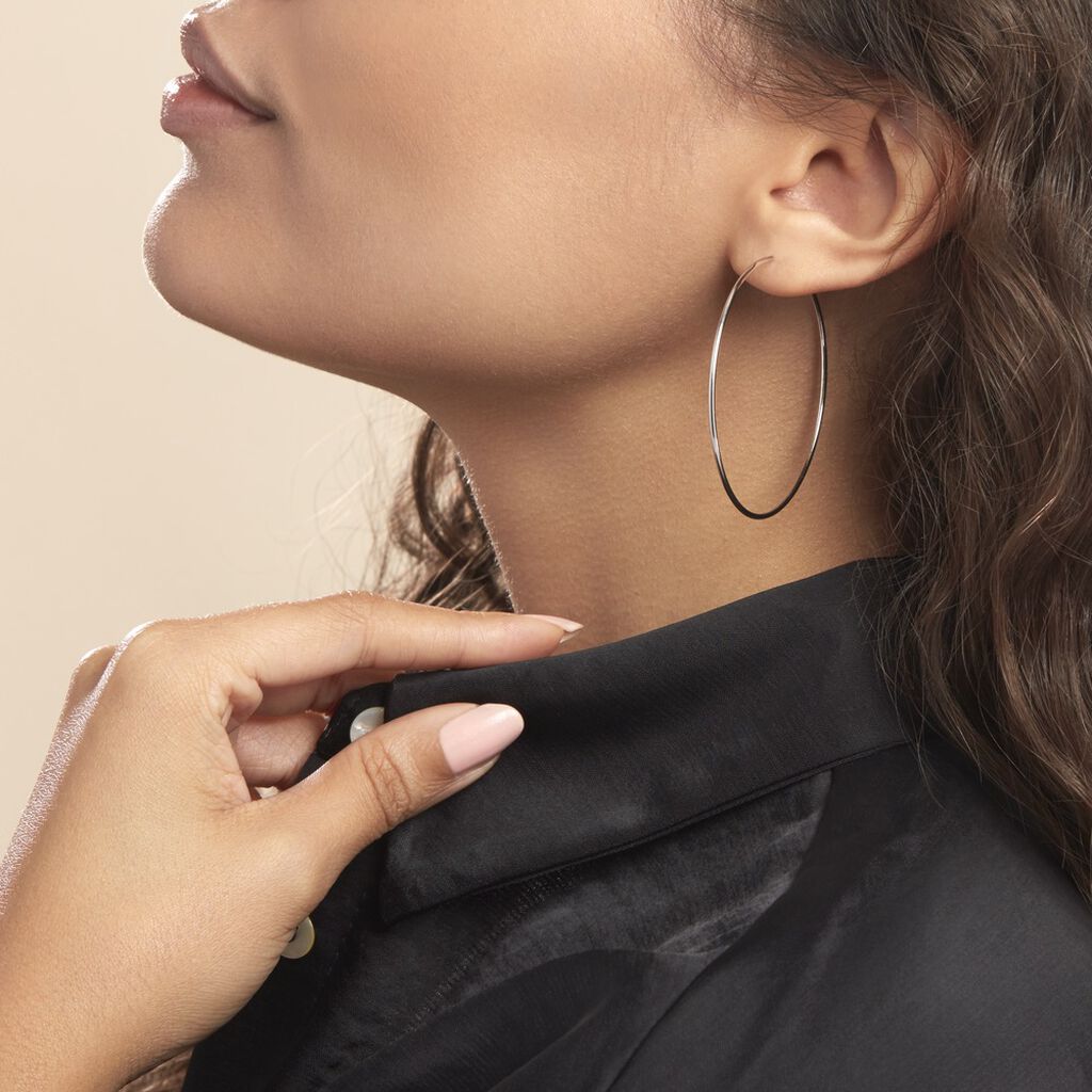 Créoles Dominae Or Blanc - Boucles d'oreilles créoles Femme | Histoire d’Or