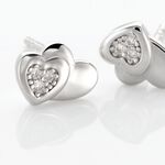 Boucles D'oreilles Puces Argent Blanc Dounyo Oxydes De Zirconium - Boucles d'oreilles fantaisie Femme | Histoire d&rsquo;Or