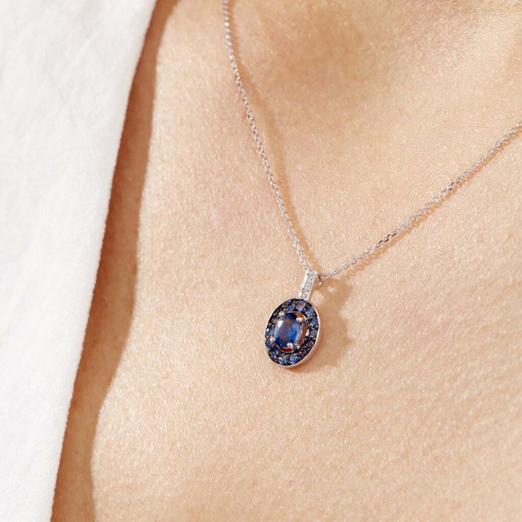 Collier Leona Or Blanc Saphir Diamant - Colliers Femme | Histoire d’Or