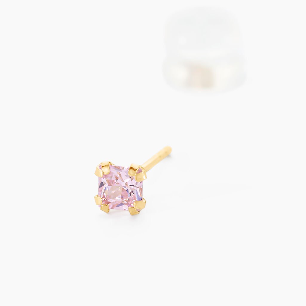 Boucles D'oreilles Puces Doreen Carre Or Jaune Oxyde De Zirconium - Clous d'oreilles Famille | Histoire d’Or