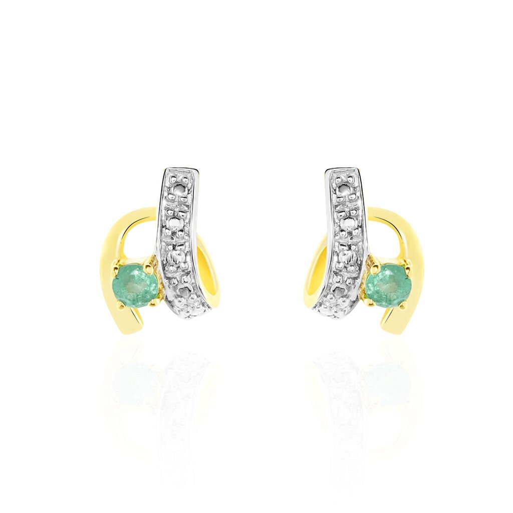 Boucles D'oreilles Puces Loubra Or Jaune Emeraude - Clous d'oreilles Femme | Histoire d’Or