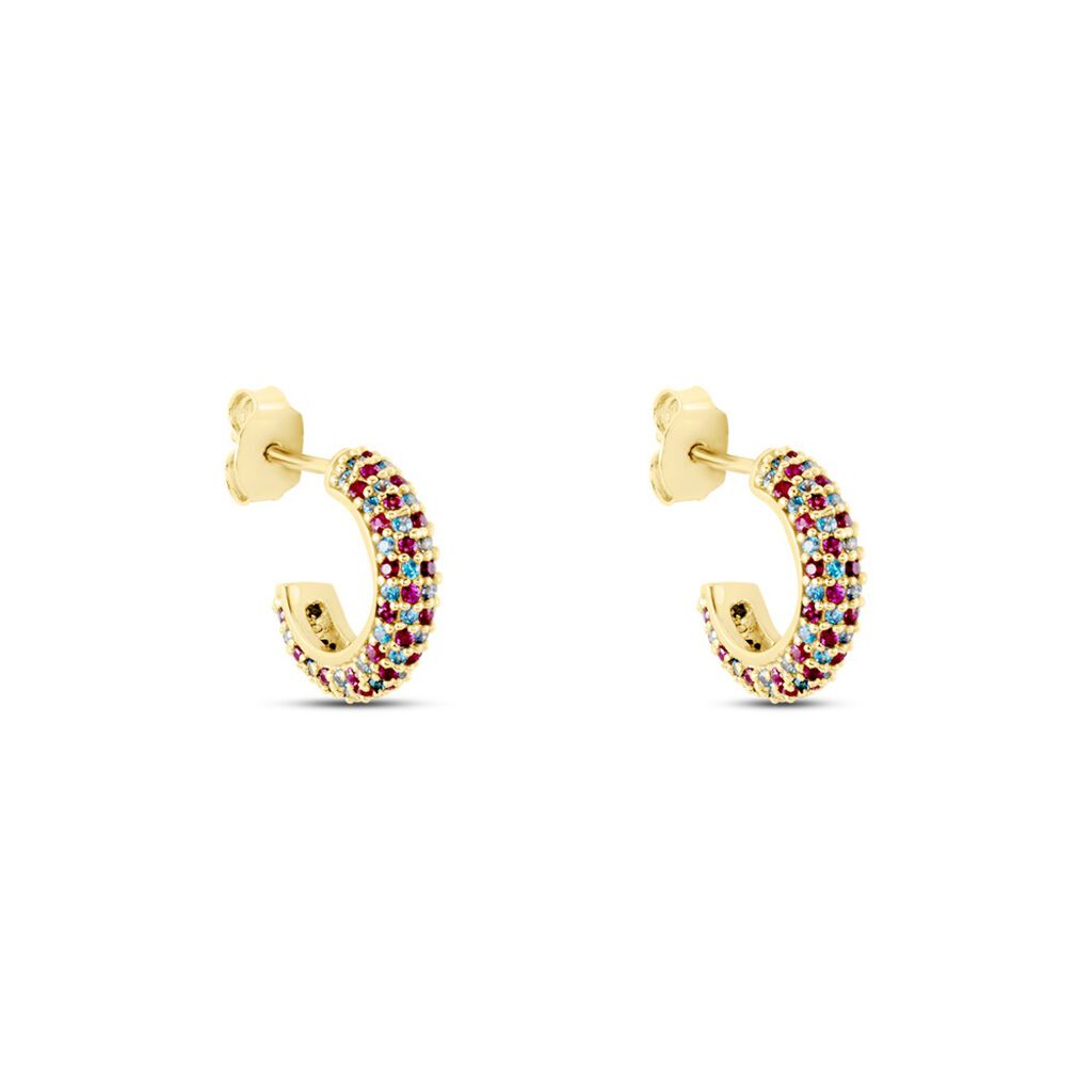 Créoles Plaqué Or Jaune Julitta Topazes Oxydes De Zirconium - Boucles d'oreilles créoles Femme | Histoire d’Or