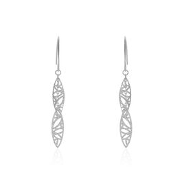 Boucles D'oreilles Pendantes Bartolomea Feuille Or Blanc - Boucles d'oreilles pendantes Femme | Histoire d’Or