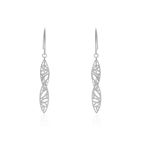 Boucles D'oreilles Pendantes Bartolomea Feuille Or Blanc - Boucles d'oreilles pendantes Femme | Histoire d’Or