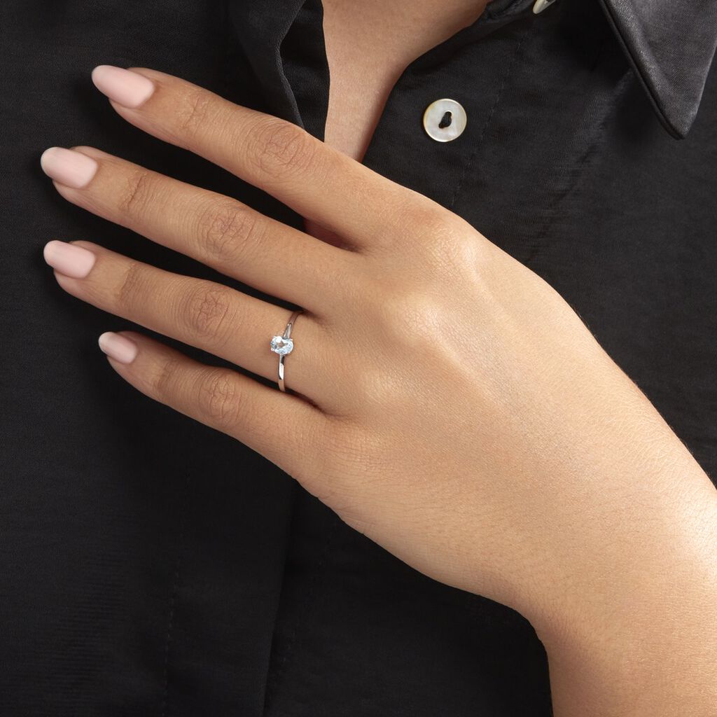 Bague Lily Or Blanc Topaze - Bagues solitaires Femme | Histoire d’Or