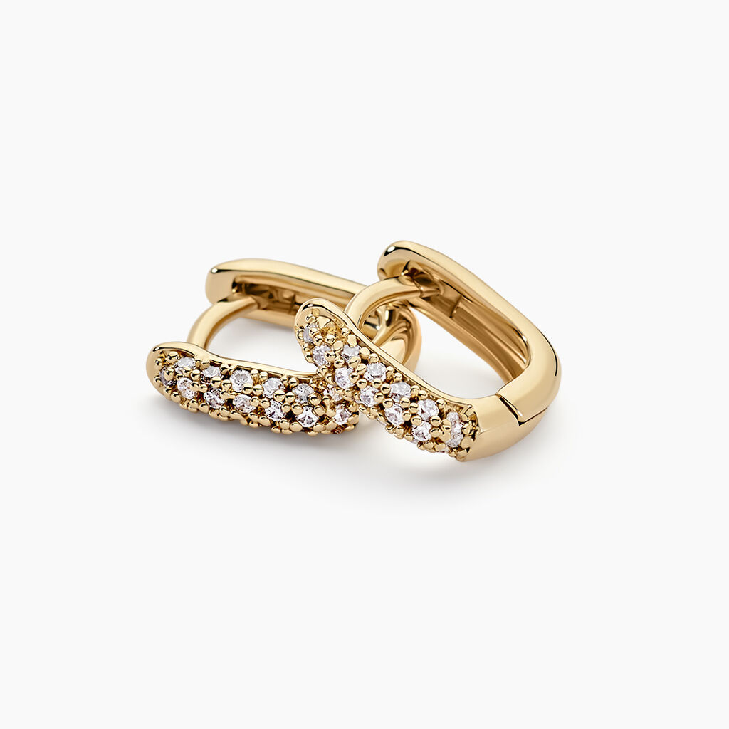 Créoles Liah Plaque Or Jaune Oxyde De Zirconium - Boucles d'oreilles créoles Femme | Histoire d’Or