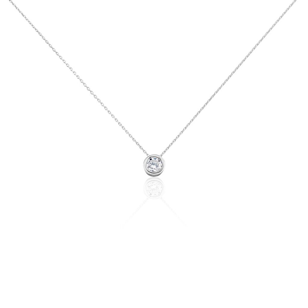Collier Columbine Or Blanc Oxyde De Zirconium Blanc