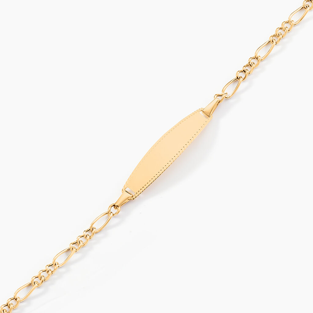 Bracelet Identit&eacute; Bartolomee Maille Alternee 1/3 Or Jaune - Bracelets Communion Enfant | Histoire d&rsquo;Or