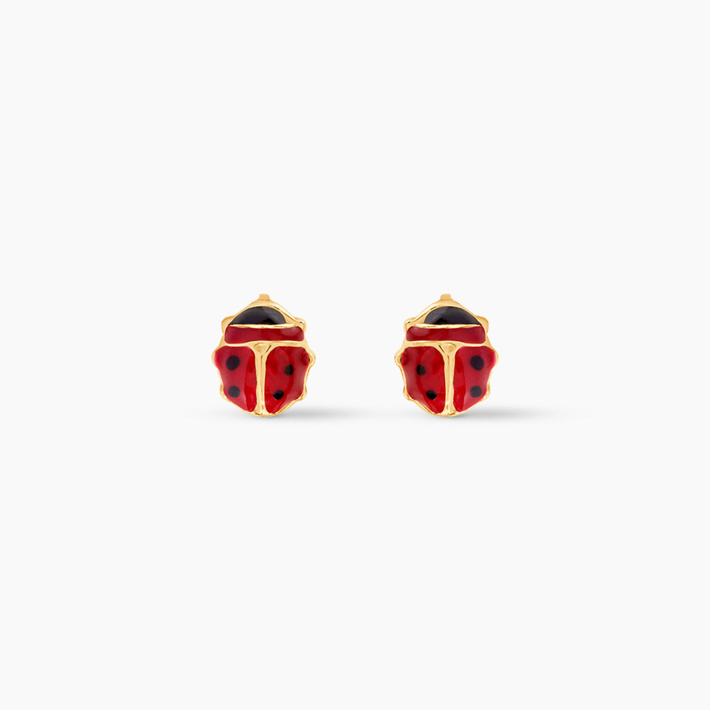 Boucles D'oreilles Puces Or Jaune Helidie Email - Clous d'oreilles Enfant | Histoire d&rsquo;Or