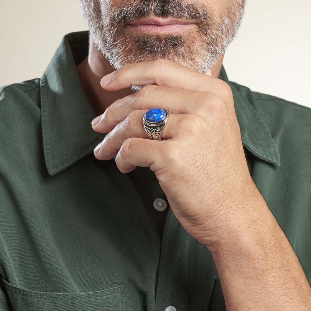 Bagues solitaires Argent Lapis lazuli Ovale 4 griffes Blanc 925 1000 FADHBXB001X Histoire d Or