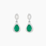 Boucles D'oreilles Puces Sissi Or Blanc Diamant Et Emeraude - Boucles d'oreilles pendantes Femme | Histoire d&rsquo;Or