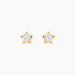 Boucles D'oreilles Puces Edme Etoile Or Jaune Strass - Clous d'oreilles Femme | Histoire d&rsquo;Or