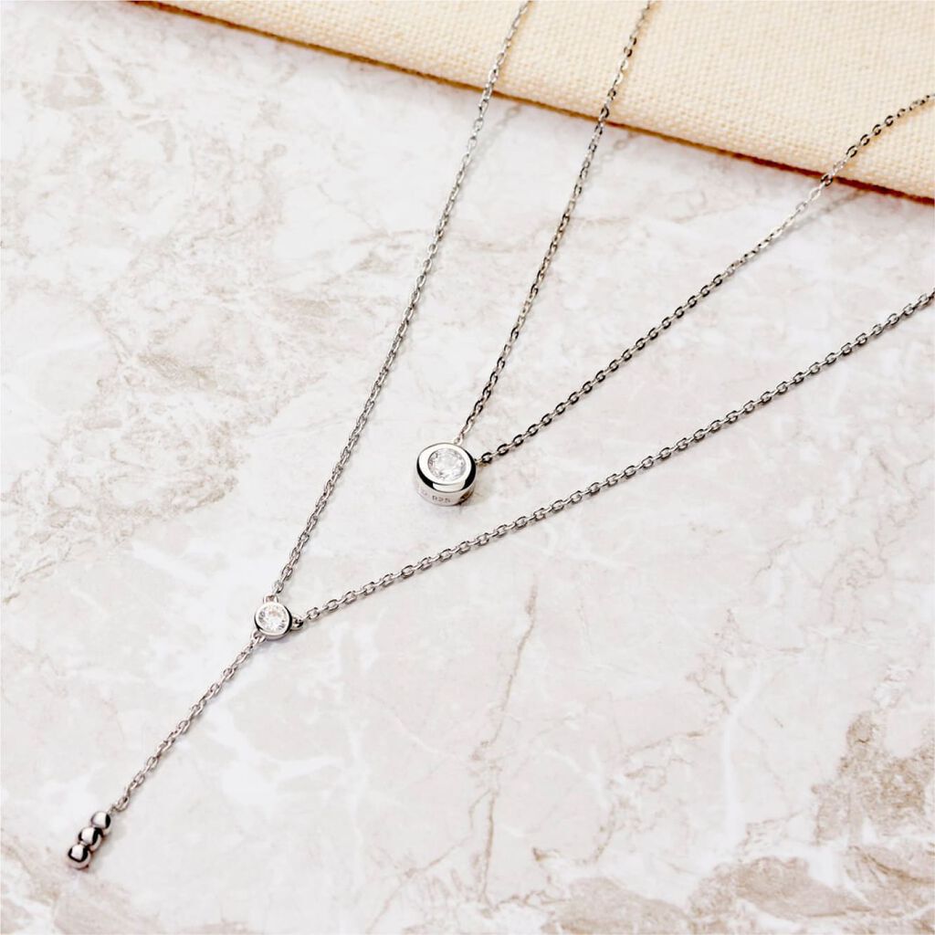 Collier Cate Argent Blanc Oxyde De Zirconium - Colliers fantaisie Femme | Histoire d’Or