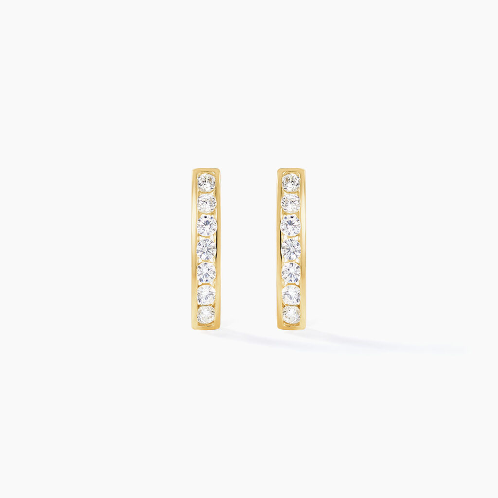 Boucles D'oreilles Jacoba Rondes Or Jaune Oxyde De Zirconium - Boucles d'oreilles créoles Femme | Histoire d’Or