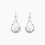 Boucles D'oreilles Patricia Or Blanc Perle De Culture Oxyde - Boucles d'oreilles pendantes Femme | Histoire d&rsquo;Or