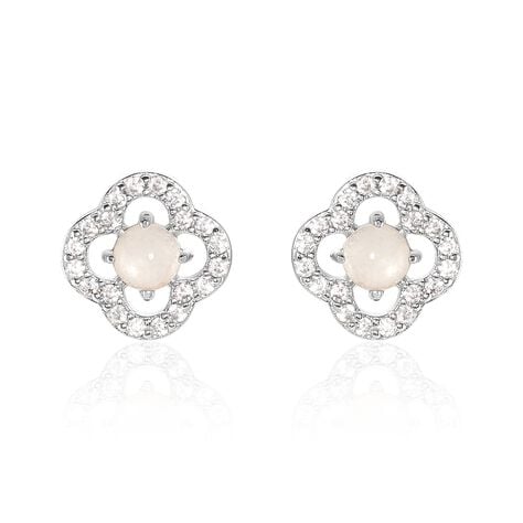 Boucles D'oreilles Puces Dally Argent Blanc Quartz Oxyde De Zirconium - Boucles d'oreilles fantaisie Femme | Histoire d’Or