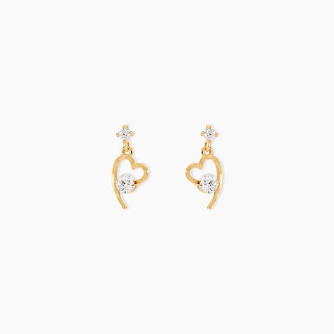 Boucles D'oreilles Pendantes Romance Or Jaune Oxyde De Zirconium - Boucles d'oreilles pendantes Femme | Histoire d&rsquo;Or