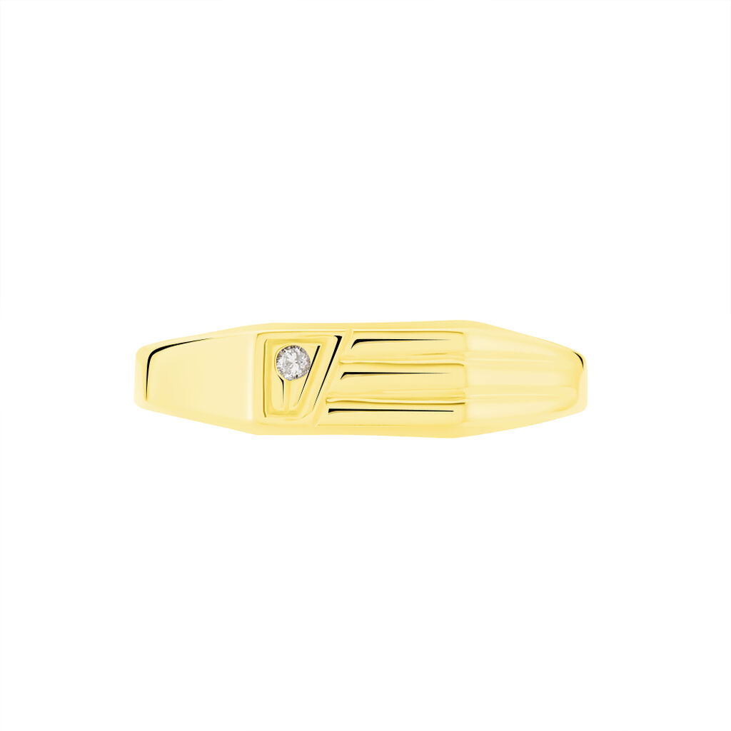 Chevaliere Or Jaune rectangle Diamant - Chevalières Famille | Histoire d’Or