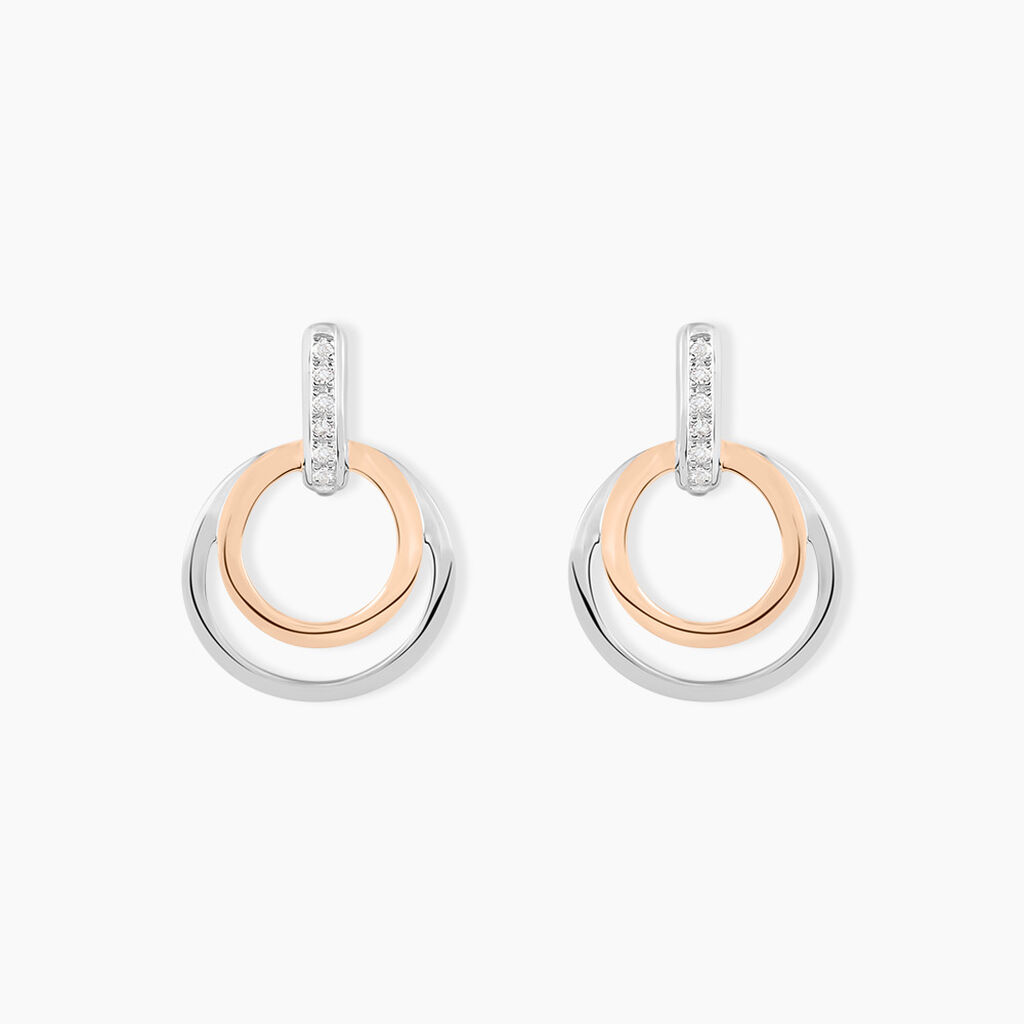 Boucles D’oreilles Pendantes Eloisia Or Bicolore Diamant