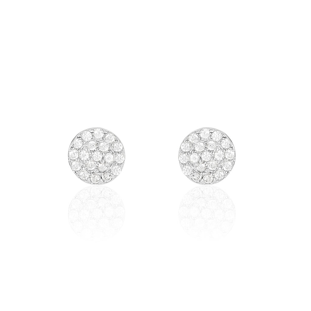 Boucles D'oreilles Puces Angeles Argent Blanc Oxyde De Zirconium - Boucles d'oreilles fantaisie Femme | Histoire d’Or