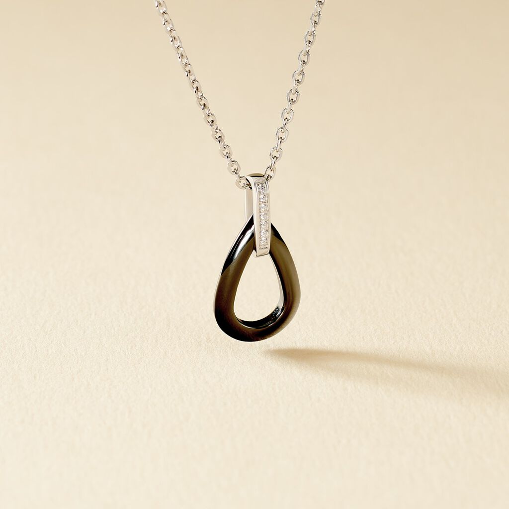 Collier Amaris Argent Blanc C&eacute;ramique Et Oxyde De Zirconium - Colliers fantaisie Femme | Histoire d&rsquo;Or