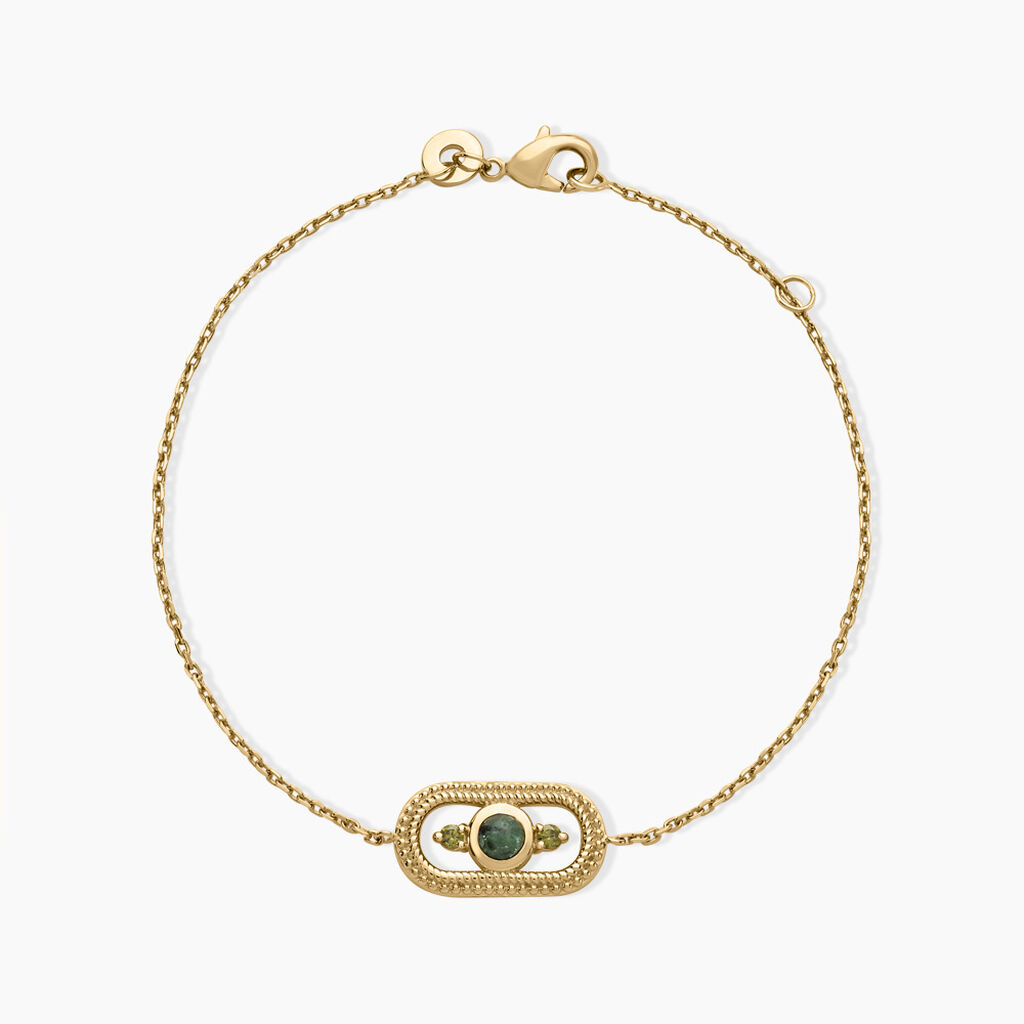 Bracelet Jasmee Plaque Or Jaune Pierre De Synthese Oxyde De Zirconium - Bracelets Femme | Histoire d&rsquo;Or