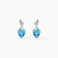 Boucles D'oreilles Pendantes Or Blanc Clothilde Topazes Oxydes