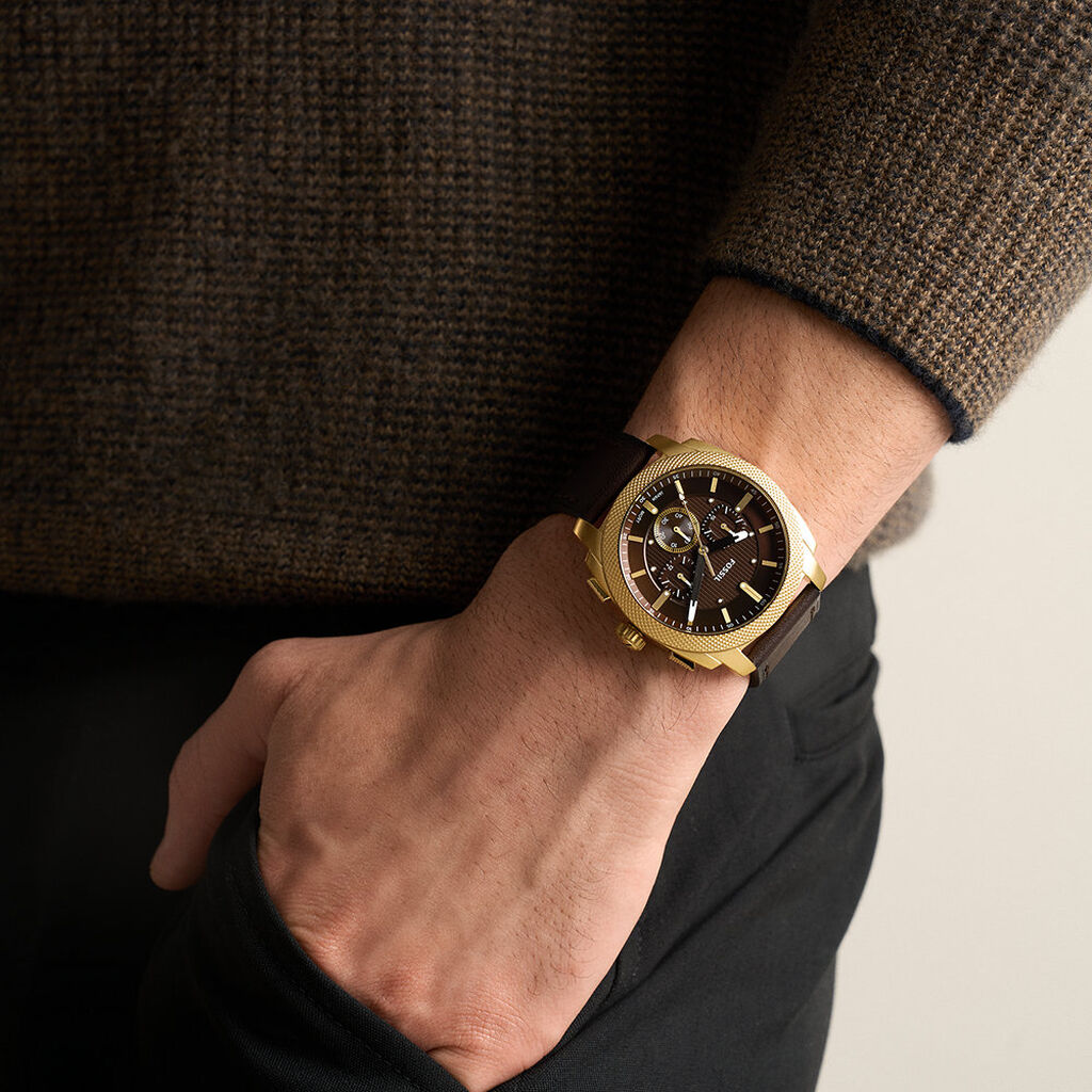 Montre Fossil Machine Marron - F&ecirc;te des p&egrave;res Homme | Histoire d&rsquo;Or