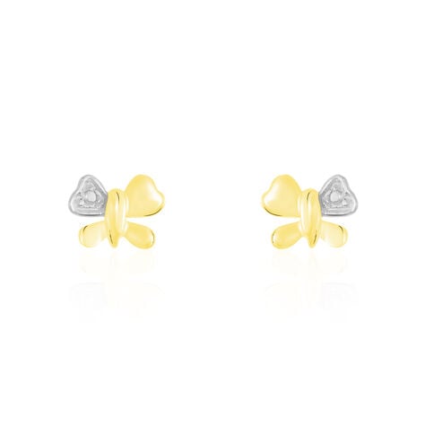 Boucles D'oreilles Puces Bartholomee Papillon Or Jaune - Clous d'oreilles Femme | Histoire d’Or