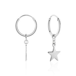 Créoles Elvyn Argent Blanc - Boucles d'Oreilles Etoile Femme | Histoire d’Or
