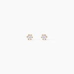 Boucles D'Oreilles Puces Eddie Argent Dor&eacute; A L'Or 750/1000 Oxyde De Zirconium - Boucles d'oreilles fantaisie Femme | Histoire d&rsquo;Or