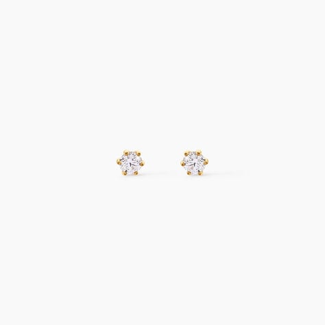 Boucles D'Oreilles Puces Eddie Argent Dor&eacute; A L'Or 750/1000 Oxyde De Zirconium - Boucles d'oreilles fantaisie Femme | Histoire d&rsquo;Or
