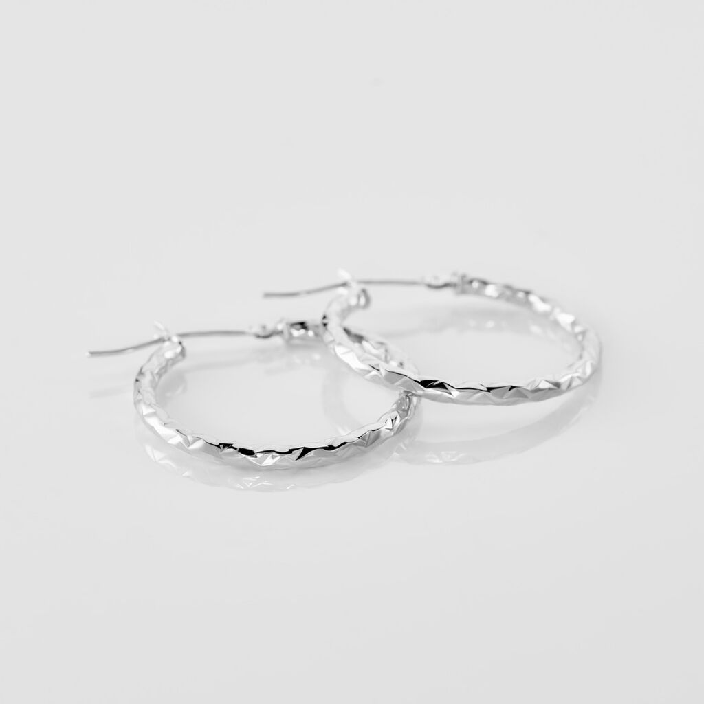 Créoles Cayla Or Blanc - Boucles d'oreilles créoles Femme | Histoire d’Or