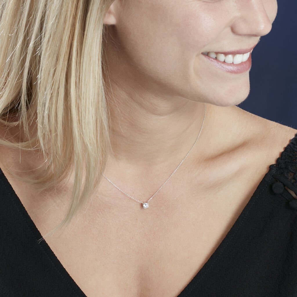 Collier Collection Victoria Or Blanc Diamant Synthetique - Colliers Femme | Histoire d&rsquo;Or