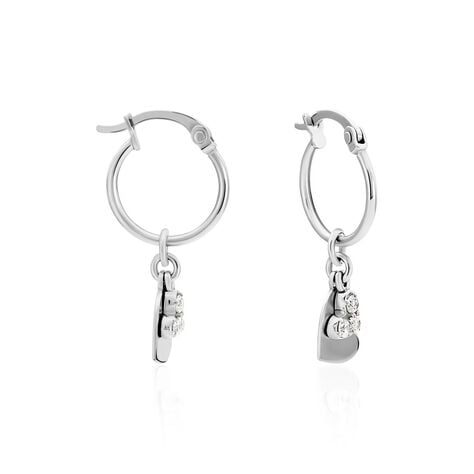 Cr&eacute;oles Salli Argent Blanc Oxyde De Zirconium - Boucles d'oreilles cr&eacute;oles Femme | Histoire d&rsquo;Or