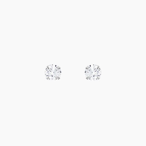 Boucles D'oreilles Puces Laena Argent Blanc Oxyde De Zirconium - Boucles d'oreilles fantaisie Femme | Histoire d&rsquo;Or