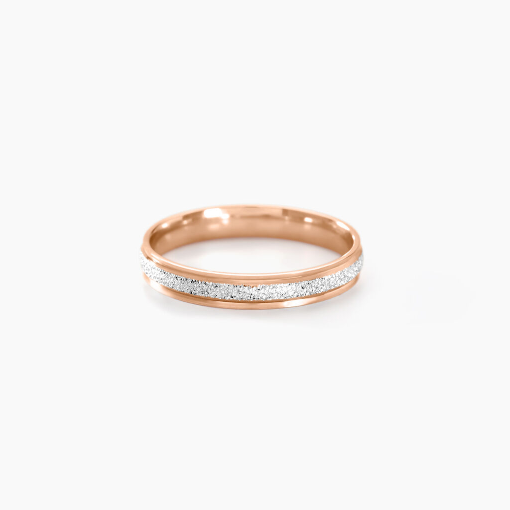 Alliance Caroline Sablee Ruban Plat Or Bicolore - Alliances Femme | Histoire d’Or