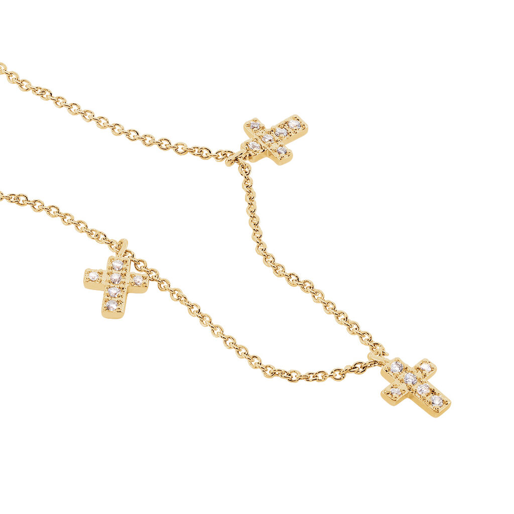 Collier Fatos Plaqué Or Jaune Oxyde De Zirconium - Colliers Croix Femme | Histoire d’Or