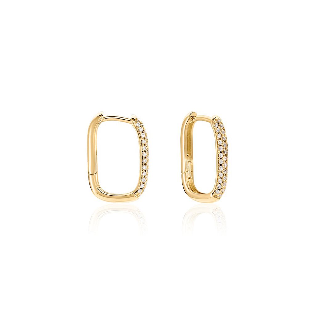 Boucles D'oreilles Créoles Di Giorgio - Argent Plaqué Or 18K Avec Zircones - Neuf Avec étiquettes