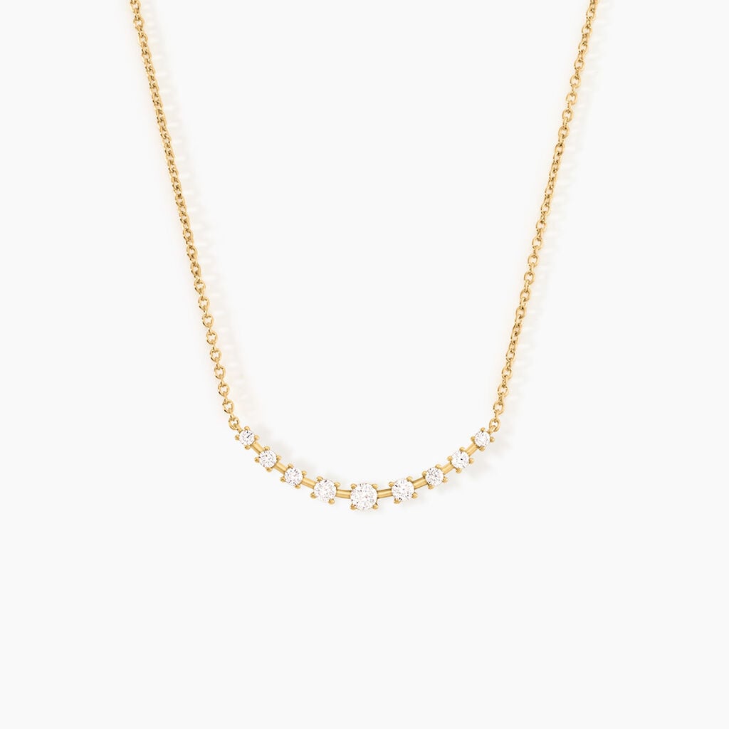 Collier Geralda Argent Dor&eacute; A L'Or 750/1000 Oxyde De Zirconium - Bijoux avec pierres Femme | Histoire d&rsquo;Or
