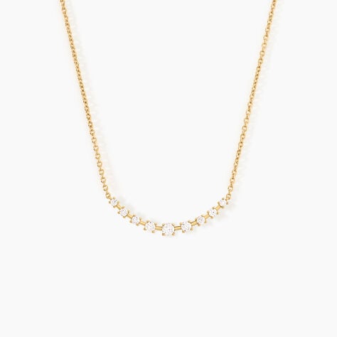 Collier Geralda Argent Dor&eacute; A L'Or 750/1000 Oxyde De Zirconium - Bijoux avec pierres Femme | Histoire d&rsquo;Or